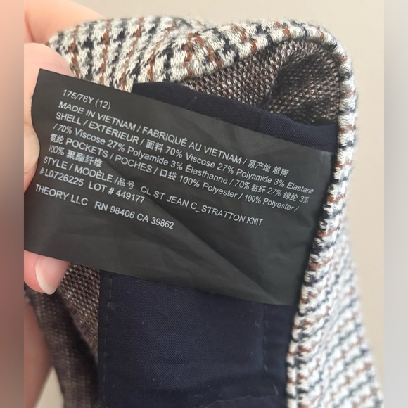 Theory Stratton Knit Houndstooth High Rise Cropped Trouser Pants - Picture 7 of 8